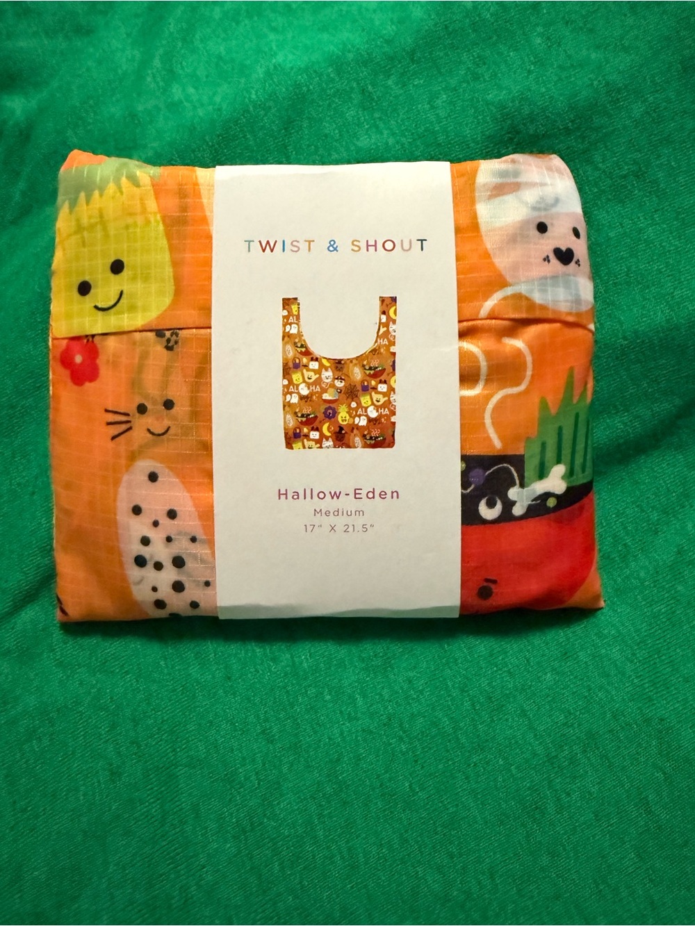 Twist & Shout Hallow-Eden Orange Halloween reusable bag — Medium
